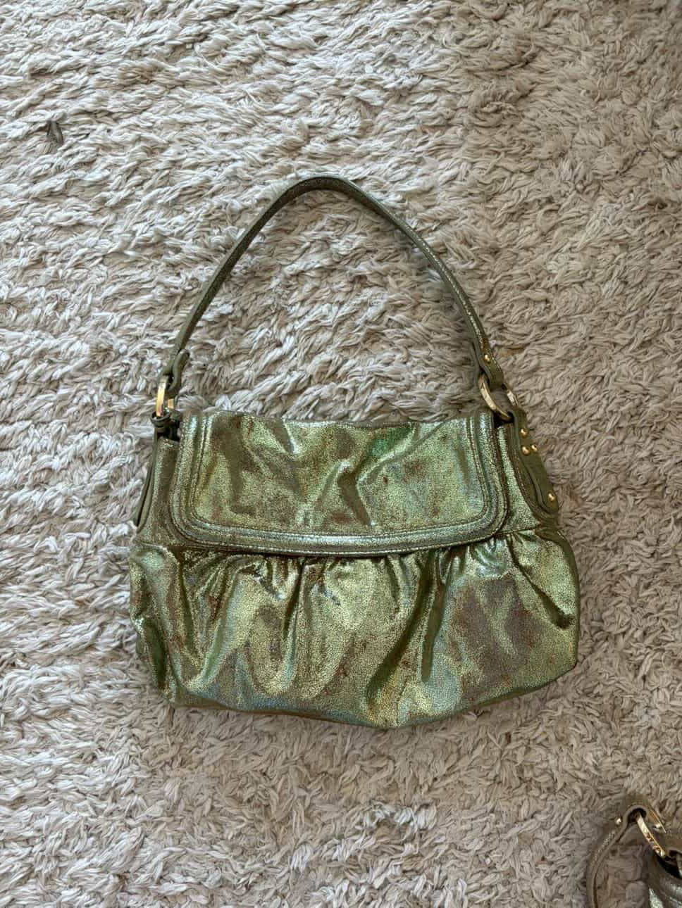 Fendi Metalic Green Glitter Medium Chef Bag